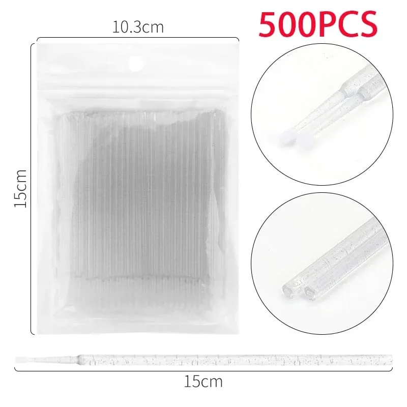 500/1000PCS Eyelash Brushes Crystal Swab Microbrushes Eyelash Extension Brush Grafting Lash Removing Applicators Makeup Tool — image 14