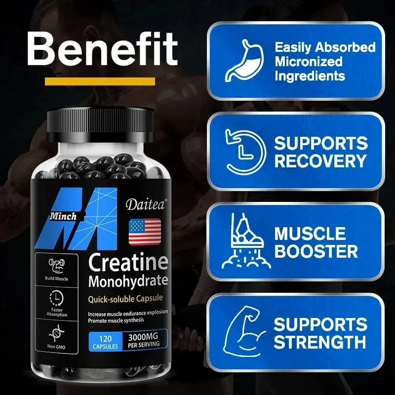 Daitea Creatine 3000 mg Monohydrate - Strength Muscle Performance Keto-Friendly Adult Nutritional Supplement