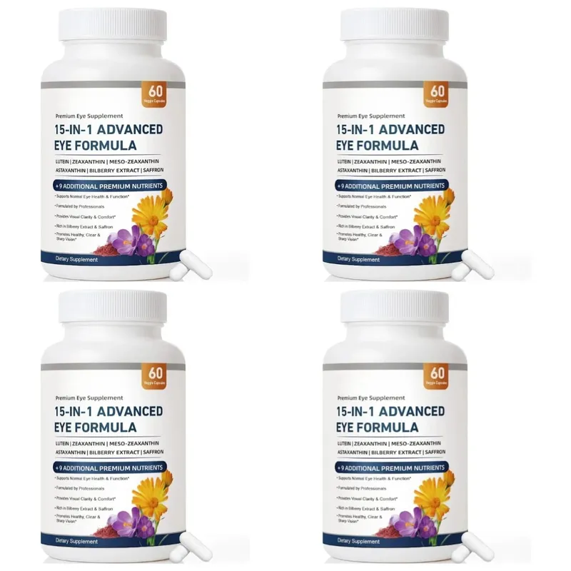 15-in-1 Advanced Eye Formula Lutein Zeaxanthin Bilberry Extract Vitamin C & E Supports Eye Health 60 Veggie Capsules for adult — image 10
