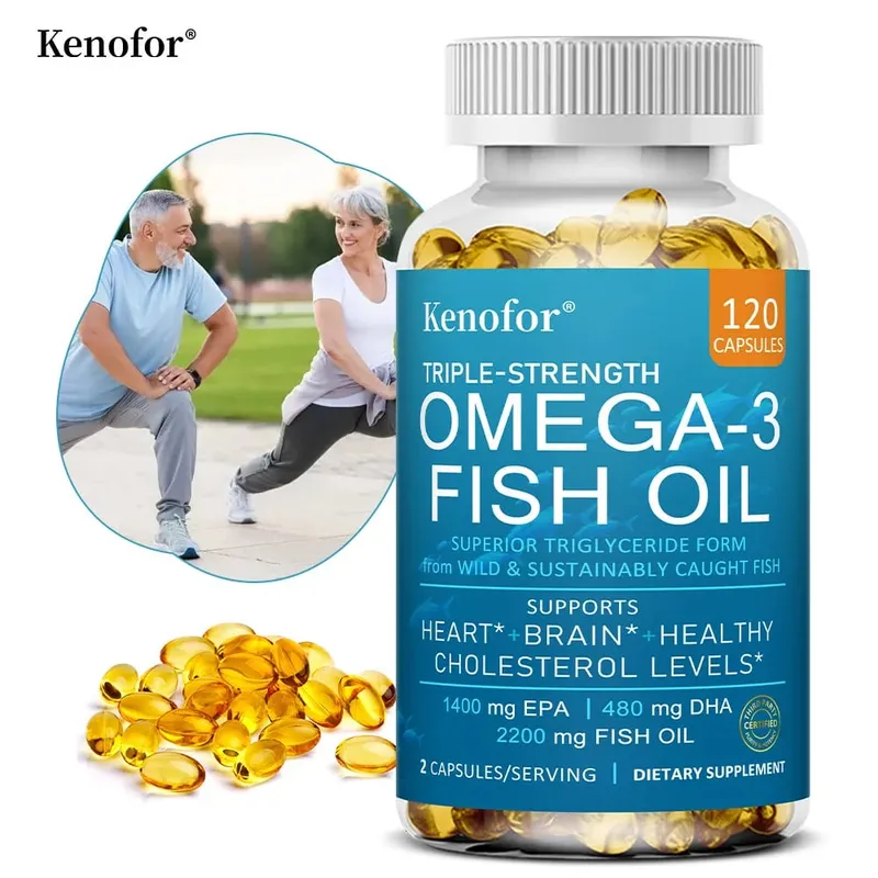 Kenofor Omega 3 Fish Oil Capusles with EPA & DHA Helps Brain Development & Cardiovascular Health for Eye and Skin Health — image 1