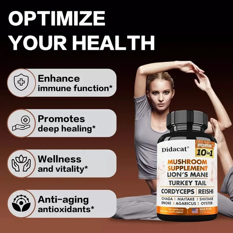 Mushroom Supplement 10x Complex - for Memory Learning Thinking and Concentration. Immunity Energy Brain Health — image 6