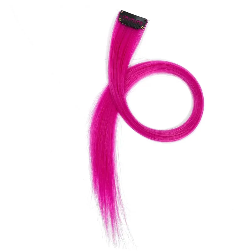 22 inch Colored Hair Extensions Straight Hairpiece 6pcs Colorful Hair Party Highlights Clip in Long Synthetic for Girls Women