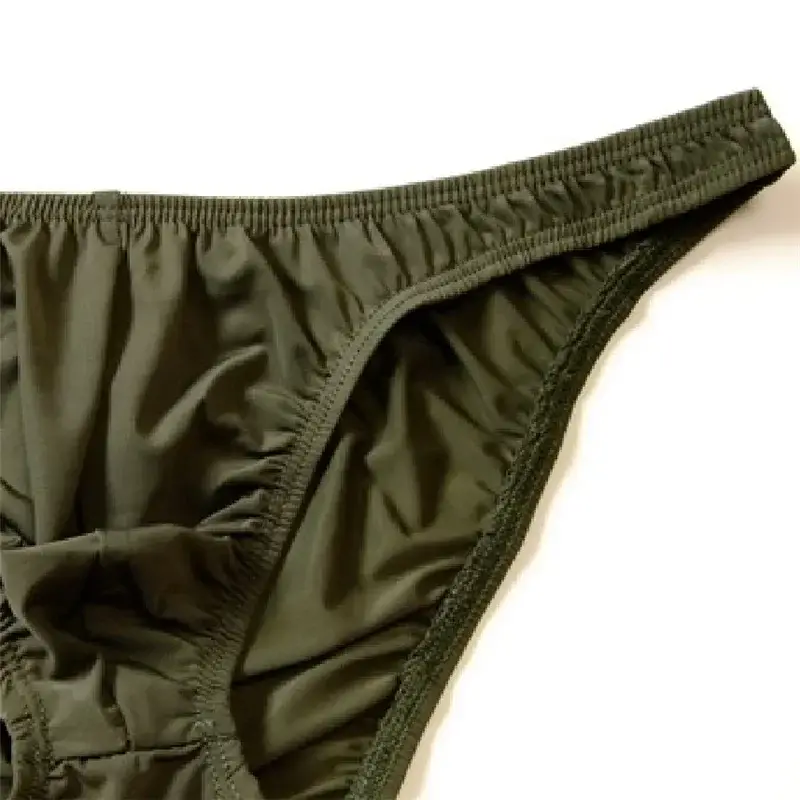 Men Pouch Panties Ice Silk Solid Color Briefs Sexy Seamless Underwear U Convex Male Underpants