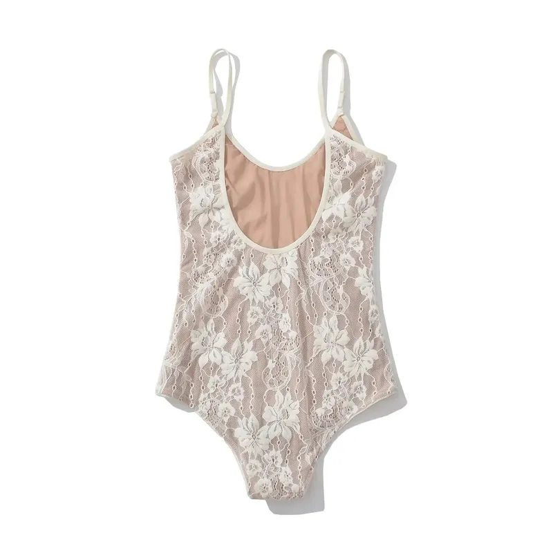 Sexy See Through Lace With Lining Backless Spaghetti Strap Bodysuit Woman Sling Tight Short Jumpsuit Slim Fit Rompers Playsuits — image 7