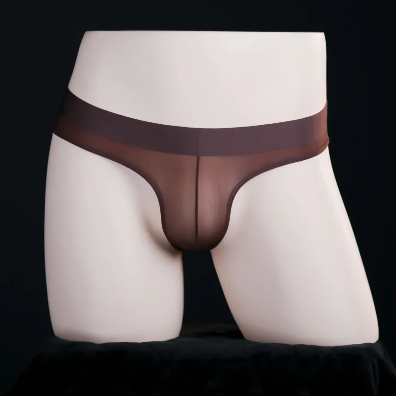 Ice Silk Briefs Men Oil Shiny Underwear Ultra Thin Traceless Underpants Transparent Smooth Bulge Pouch Panties Elastic Knicker — image 13