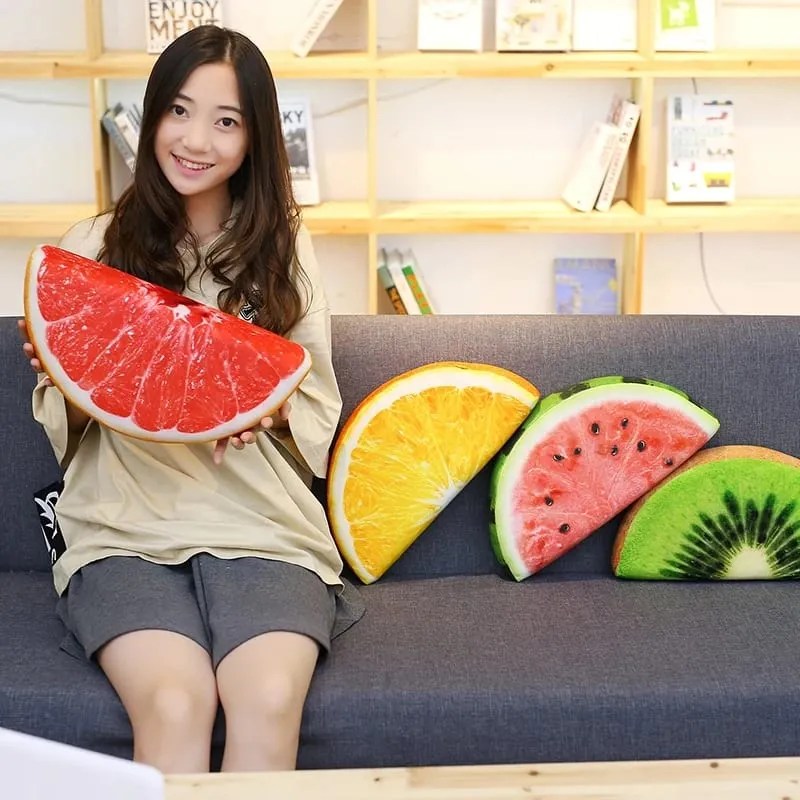 30-39CM Realistic 3D Fruit Plush Pillow Kawaii Watermelon Orange Kiwi Pomelo Filling Sponge Doll Children's Toy Office Home Gift — image 2