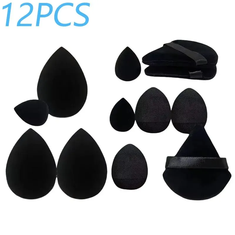 Solid Color 12PCS Makeup Sponge Set Loose Powder and Finger Catching Thumb Puff Cotton Mini Powders Puffs Soft Makeups Eggs Set