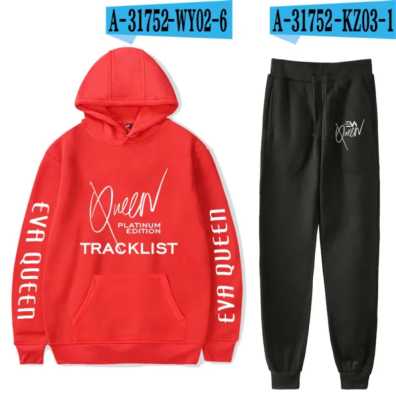 Hip Hop สบาย Eva Queen พิมพ์เสื้อกันหนาว Sweatpants ชุด Hoodies + กางเกงชุดชาย/หญิง 2 ชิ้นชุดเสื้อผ้า — image 34