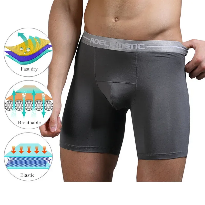 Boxer grande taille XL-7XL pour hommes, sous-vêtement modal, culotte respirante avec pochette, sous-vêtement à jambes moyennes et longues, Cueca Hombre — image 10