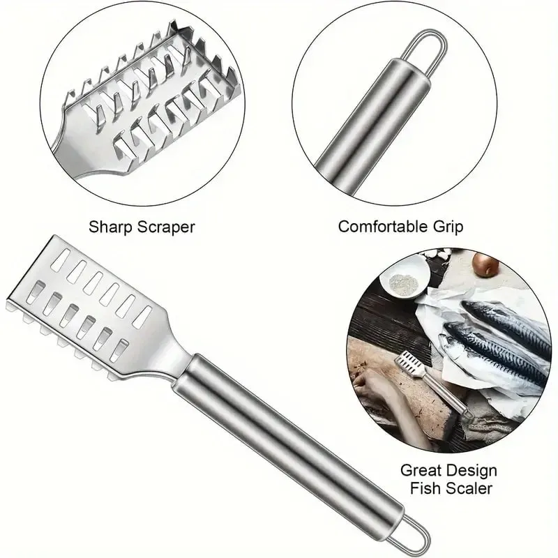 Fish Scaler Stainless Steel Premium Fish Scale Remover Integrated Casting Duty Sawtooth Fish Descaler Tool Fishes Scaler Tool — image 5