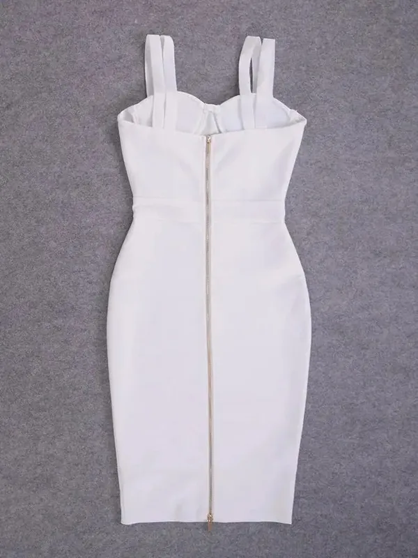Summer White Rhinestone Bandage Evening Dress Women Luxury Maxi Spaghetti Strap Red Club Celebrity Evening Party Vestido — image 5