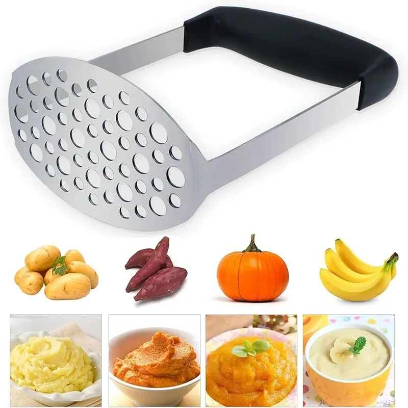 Stainless Steel Potato Masher Creative Potatoes Masher with Non Slip Handle Potatoes Crusher Garlic Fruit Presser Kitchen Gadget — image 1