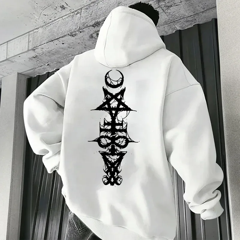 Mens Gothic Hoodie Satanic Symbol Print Street Fashion Warm Pullover Unisex Oversized Sweatshirt Outerwear Autumn Winter Outwear — image 10