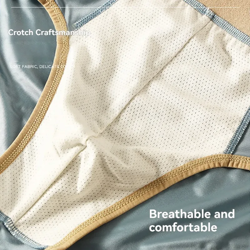 3PCS/Pack Luxury Satin-like Men's Briefs Ice Silk Hygroscopic Breathable Mesh Crotch Panties Soft High Elastic Man Underwear — image 15