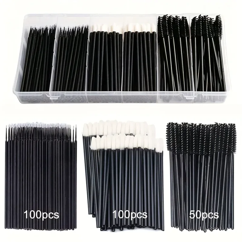 250-teiliges Einweg-Make-up-Pinsel-Set – Augenbrauen-/Mascara-/Eyeliner-Pinsel mit Aufbewahrungsbox, professionelle Kosmetik-Werkzeuge für den Salon — image 3
