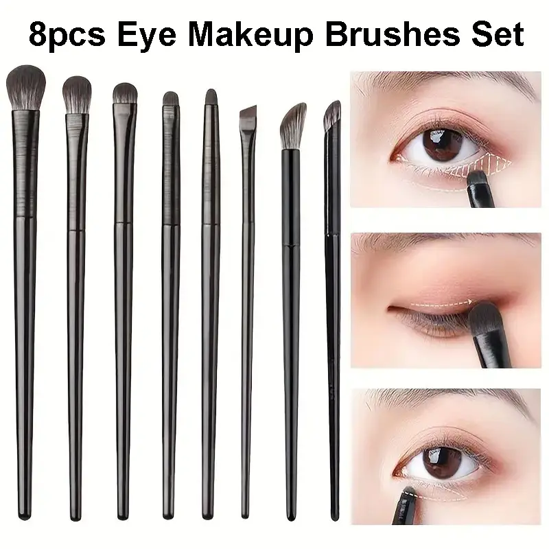 8pcs Eyes Makeup Brushes Set Professional Soft Contouring Eyeshadow Eyeliner Eyebrow Brush Facial Beauty Cosmetic Brushes Tool — image 1