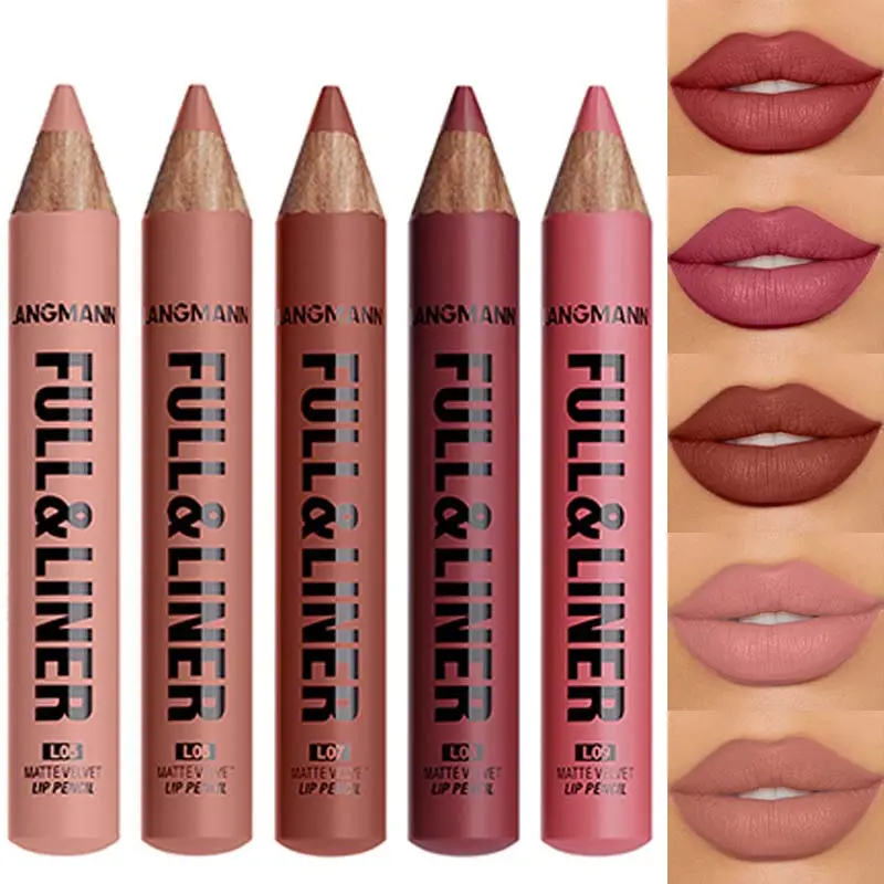 Waterproof Matte Lipliner Pencil Brown Contour Tint Lipstick Pen Long Lasting 12 Color Wooden Lip Liner Pencil Full-lip Makeup — image 2