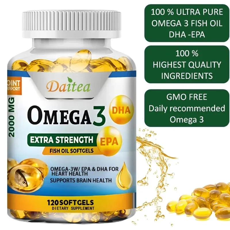Fish Oil Omega 3 Supplement Fatty Acid Softgels Joint Brain and Heart Health Supplement — image 1
