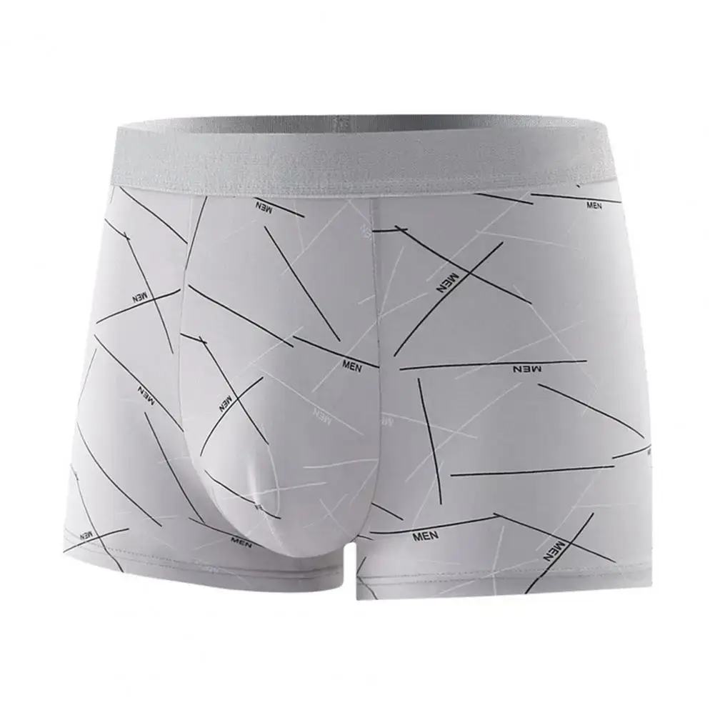 Calzoncillos de hombre, ropa interior elástica, cintura media, estampado de letras a rayas, suave, transpirable, sin costuras, convexo en U, calzoncillos de secado rápido para hombre