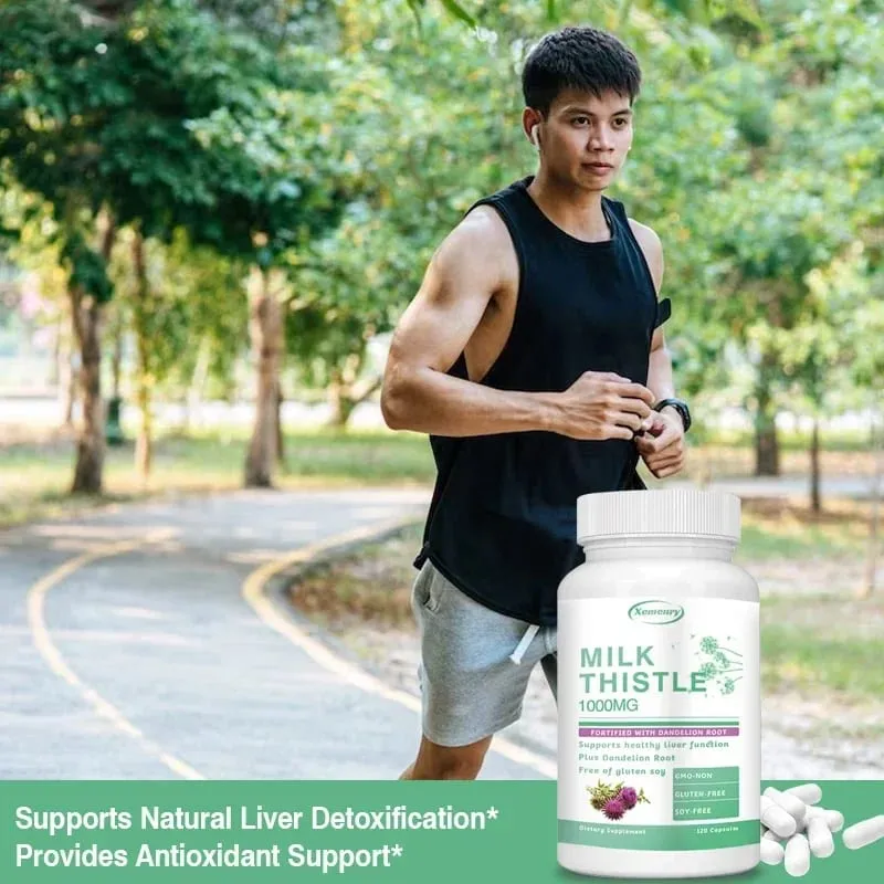 Milk Thistle Capsules 1000mg - with Dandelion Root - Liver Detox and Cleanse Promotes Skin and Digestive Health Supplement