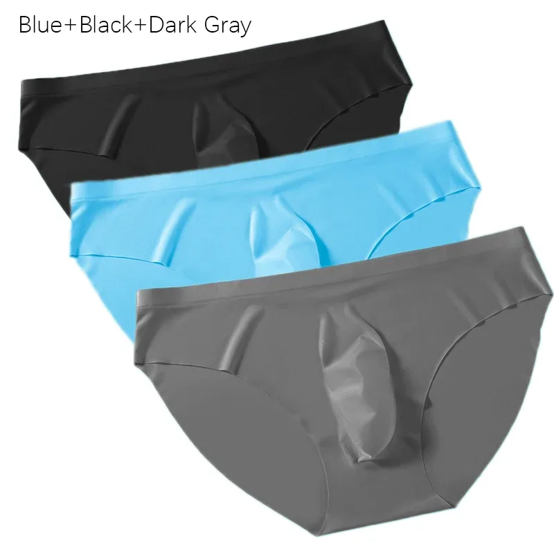 3PCS/lot Men's Ice Silk Briefs Ultra-thin Transparent Seamless Underpants 3D Pouch Sexy Quick Dry Breathable Underwear Panties — image 32