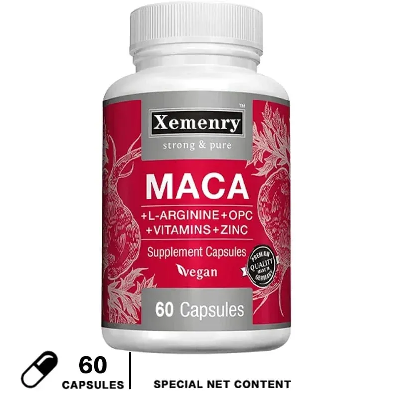 Maca Root Capsules + L-Arginine Vitamins B6 + B12 OPC & Zinc for Men & Women 120 Veggie Caps