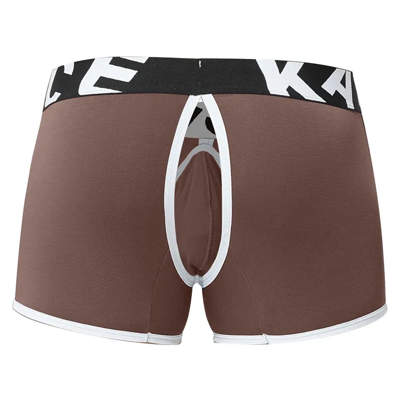 Mens Sexy Boxer Underwear Open Back Underpants Removable U Convex Pouch Panties Middle Waist Knickers — image 26
