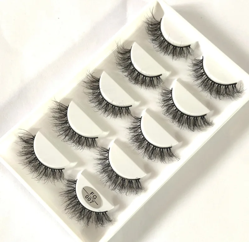 5Pairs Handmade Mink Lashes Short False Eyelashes Dense Natural Long Messy Eye Lashes Reusable Stage Makeup Eyelashes