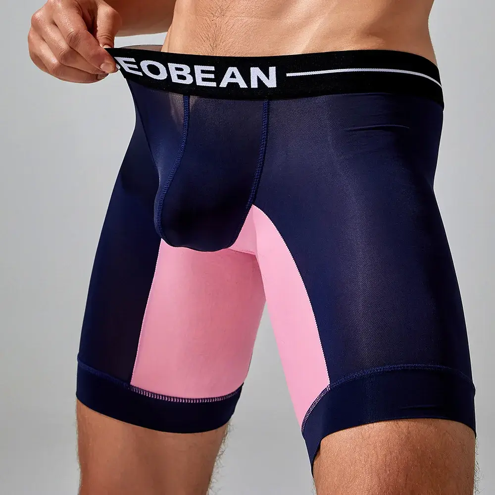 Spring new men's underwear trendy color matching long men's boxer underwear 240201 — image 10