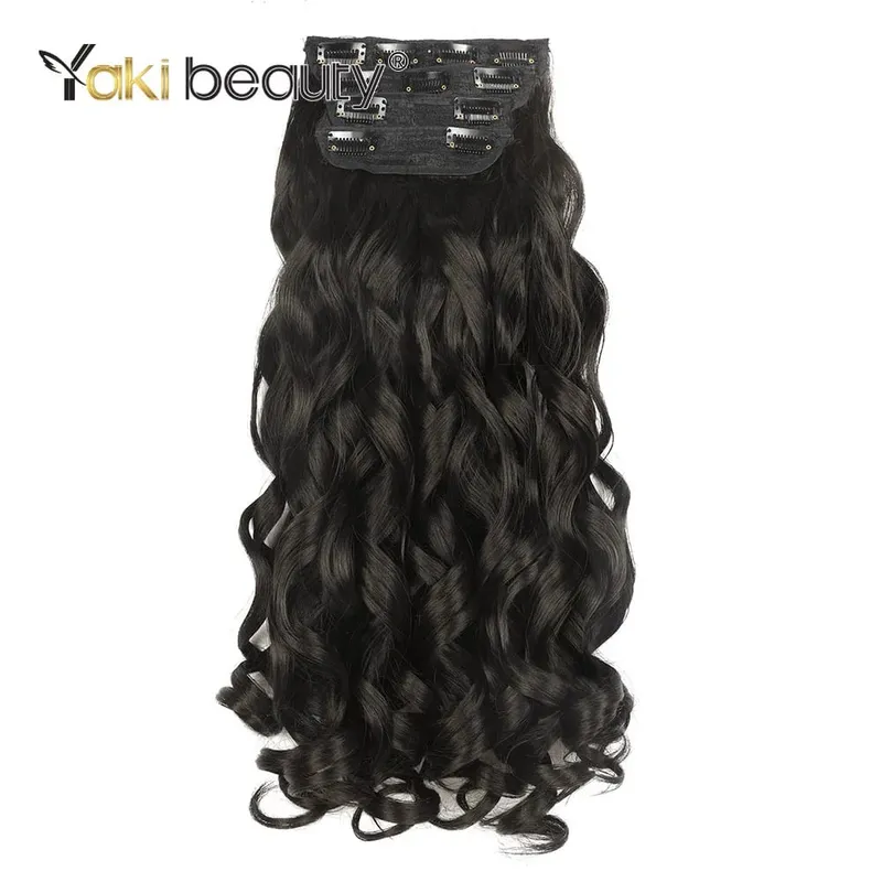 Synthetic 4Sets 11 Clips In Long Wavy Hair Extension 20Inch 4Pcs 200g Thick Hairpieces Europen Princess Fiber Double Weft Hair — image 2