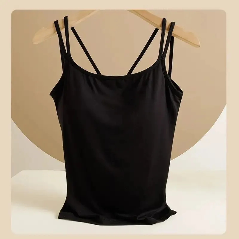 For 40-100kg Modal Camisole Top Plus Size with Chest Pad Integrated Suspenders Vest for Women Base Underwear Tank Top