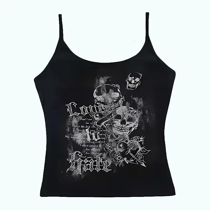 Vrouwen Gothic Spinnenweb Print Cami Tank Top Mouwloos Spaghetti Band Y2K Slim Cropped Hemdje Dark Punk Streetwear Tops — image 9