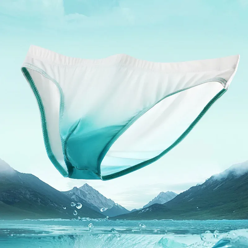 Men Underwear Briefs Shorts Bikini Homme Slip Gradient Milk Silk Panites Man Low Rise U Convex Pouch Underpant Cueca Calzoncillo — image 6