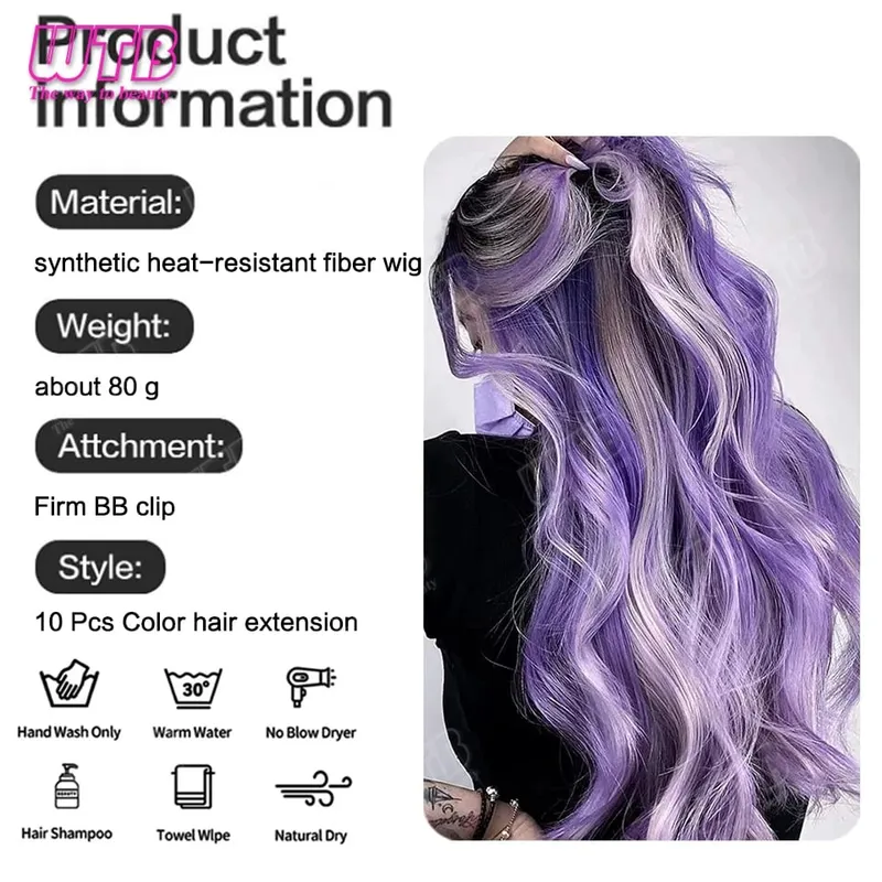 WTB Colored Synthetic Hair Extensions with BB Clip Style Curly Hair Extensions Suitable for Women to Wear During Holidays Events — image 7