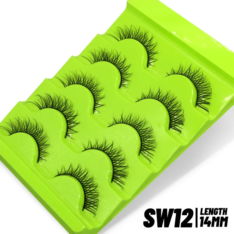 Cat eye Lashes 5/6 pairs Clear Band Lashes Natural Look 6D Wispy Eyelashes False Lashes Eyelashs Extension