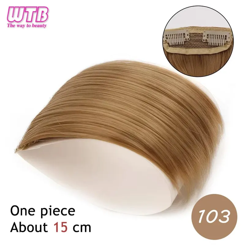 Synthetic Invisible Seamless Hair Pads Clip In One Piece 2 Clips Increase Hair Volume Hair Extensions Top Side Cover Hairpiece