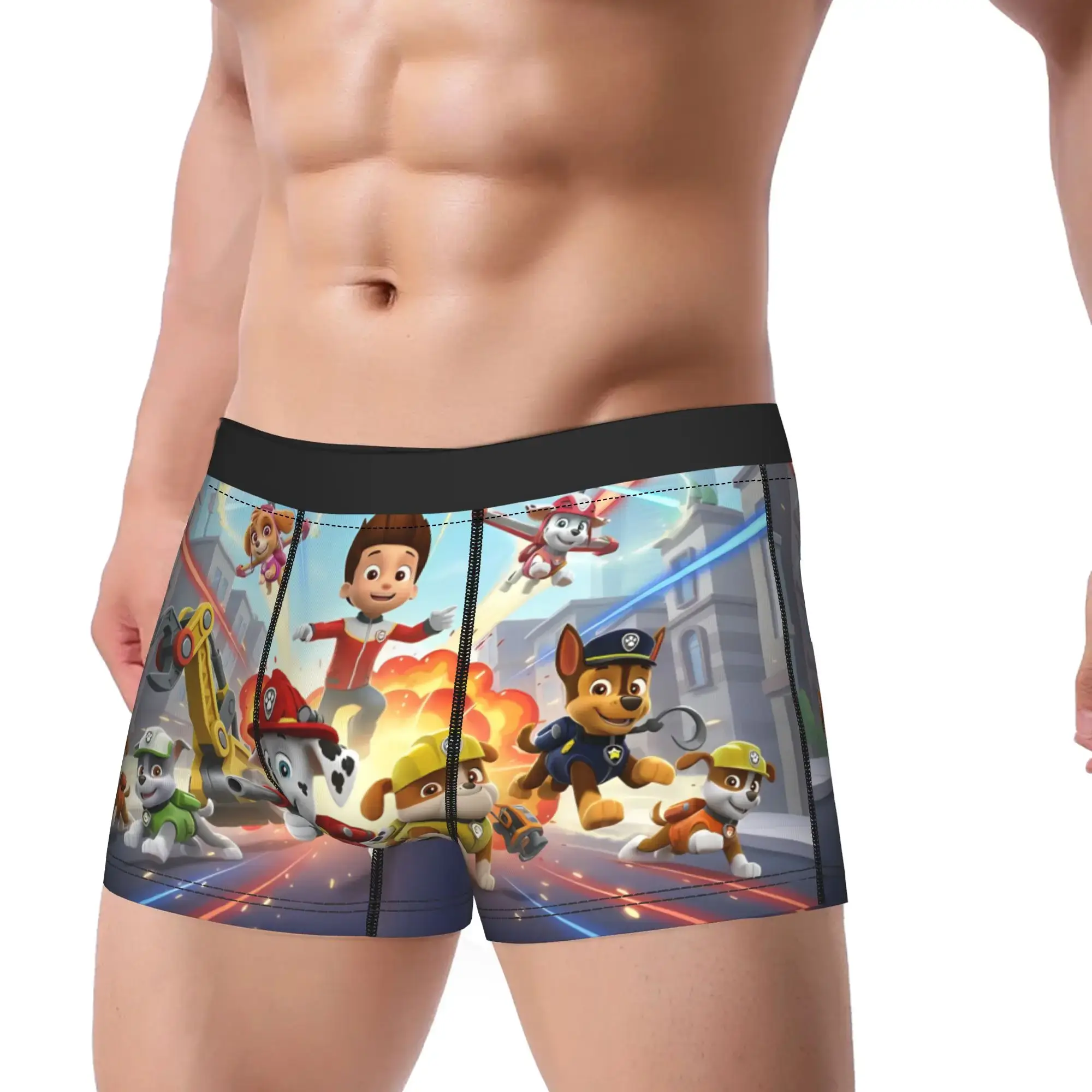 Paw Dogs Patrols Trunk Pouch Unterwäsche, hochwertiges Design, atmungsaktive Boxershorts für Herren, große Größe 2XL