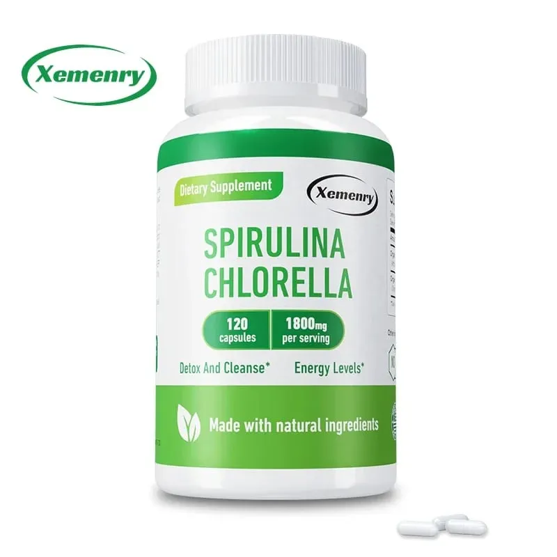 Spirulina Chlorella Kapsler - Understøtter hjerte-kar- og immunsystemets sundhed Kraftig antioxidant — image 1