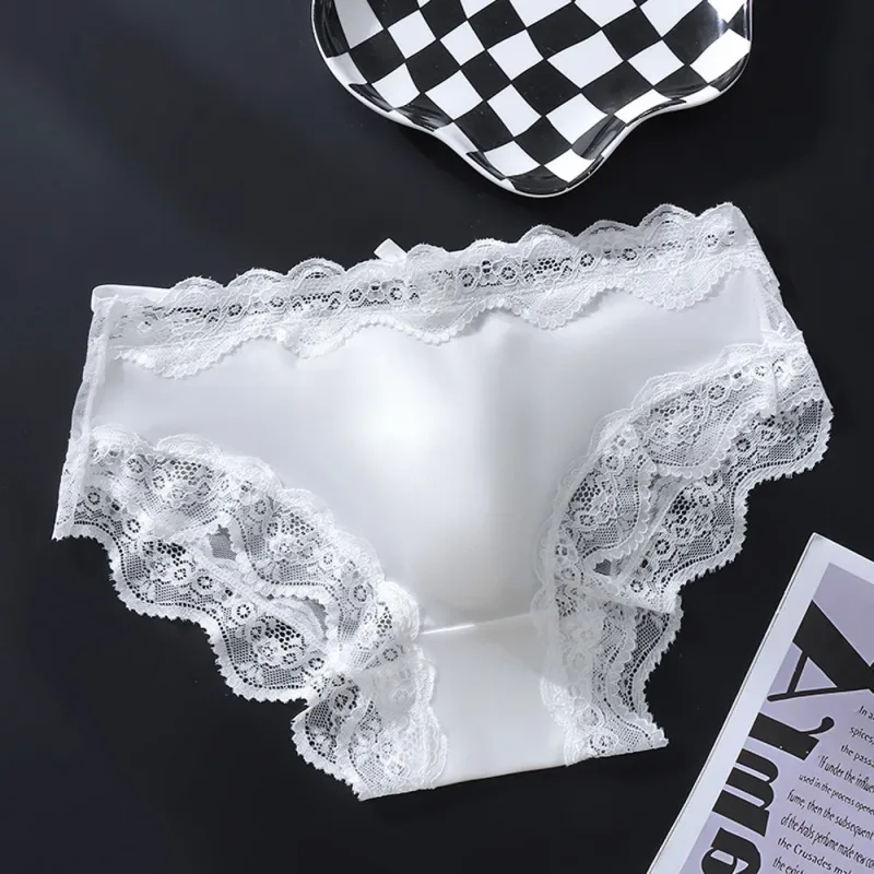 ผู้ชายสามเหลี่ยมกางเกงลูกไม้ Trim ผีเสื้อดอกไม้รูปแบบบาง Super สบาย U Bulge POUCH Breathable โปร่งใส Underwe — image 4