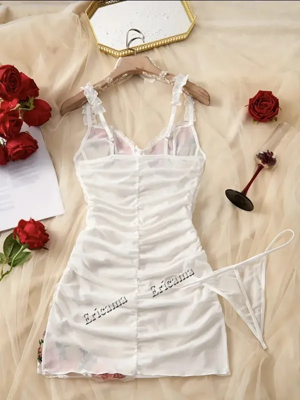 Sexy set podprsenky Průhledná krajka Erotické kostice Krajka podprsenky Sexy spodní prádlo Efektní outfit Romantické teplé spodní prádlo Sety podprsenky a kalhotek — image 5