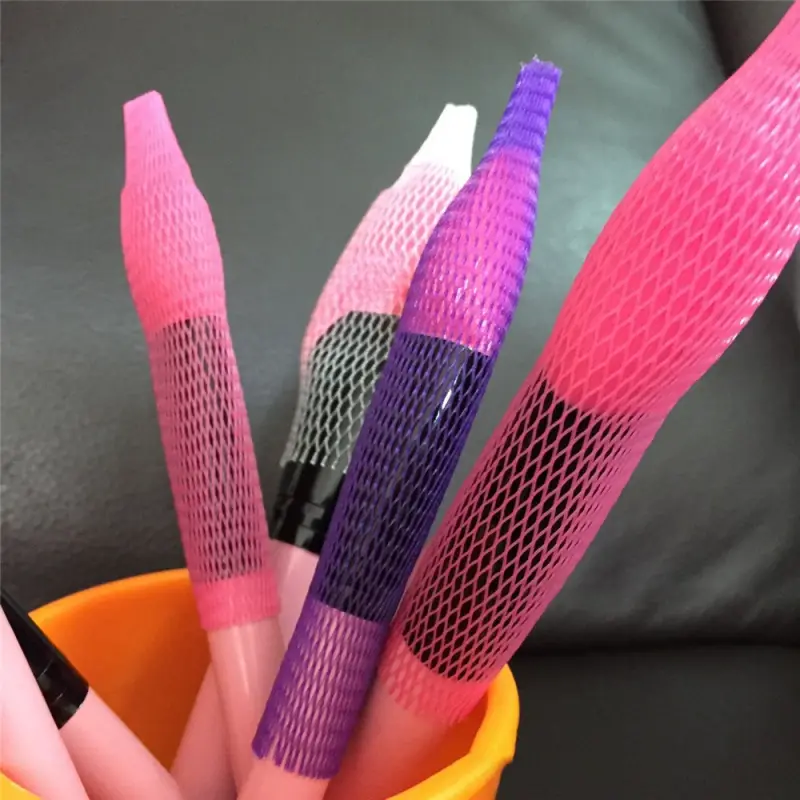 50pcs/lot Colorful Makeup Brushes Mesh Protector Cover Beauty Elastic Mesh Protective Net Kits Brush Net Pen Cover Cosmetic Tool — image 1