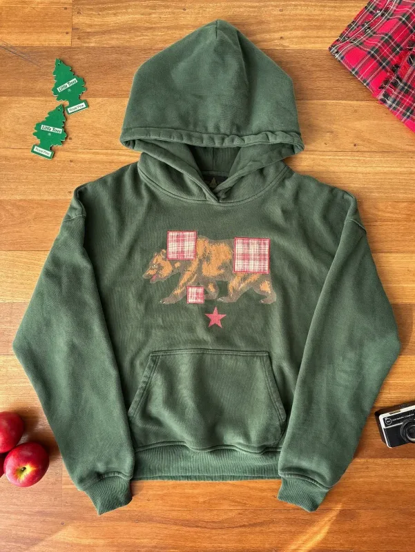 Vintage Bearพิมพ์Hoodieผู้ชายRetroลายสก๊อตสีเขียวPatch Pullover Hooded Sweatshirt Casual Streetwearเสื้อแขนยาวผู้หญิงHoodies Top — image 2