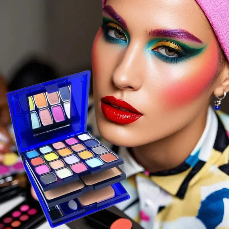 30-color multifunctional makeup palette eyeshadow + blush + powder + lip gloss comes with a powder puff eyeshadow brush cont