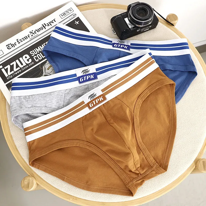 [Bloom the love] Jenama 3pcs Cotton Brief Men Underwear New Mens Briefs Cuecas Masculina Homme Man Boxershorts Saiz M-3XL E099-HR