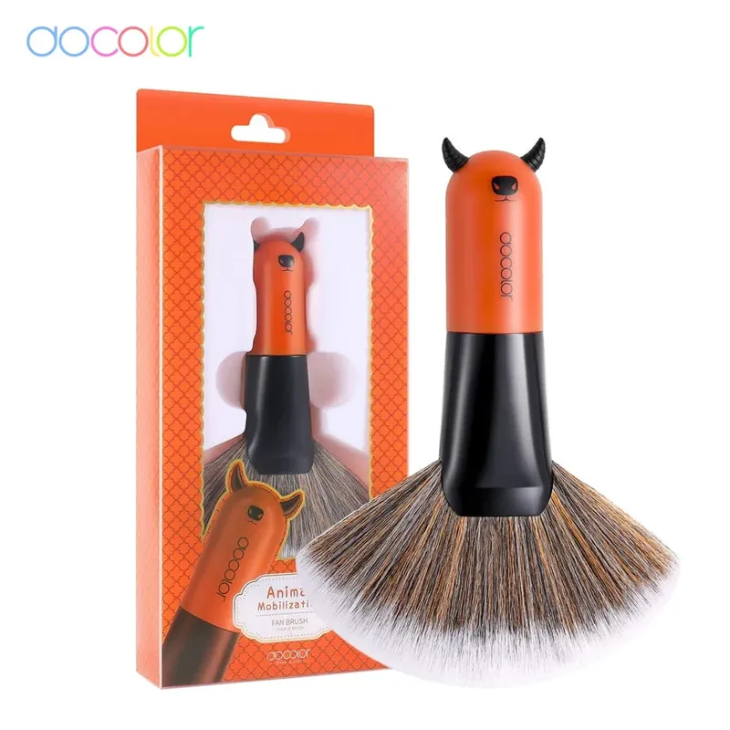 Docolor Makeup Foundation Brushes Cute Cartoon Face Kabuki Blush Powder Contour Fan Makeup Brush Synthetic Hairs Make up Tools