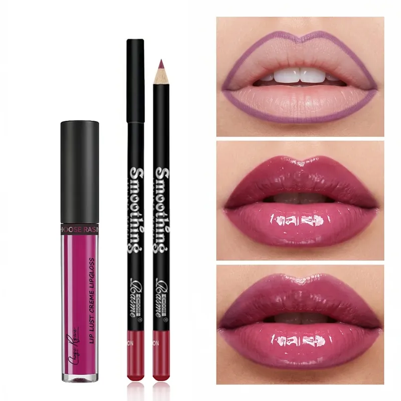 Nude Lipliner Mirror Lip Glaze Set Shiny Lip Shaping Waterproof Makeup Holding Color Makeup Set