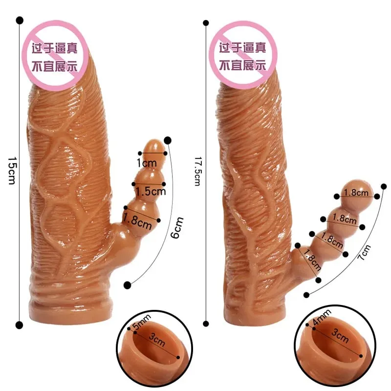 Realistic Dildo Extension Reusable Condom Penis Sleeve Male Enlargement Time Delay Cover Adult Sex Toys for Men Erotci Products — image 2
