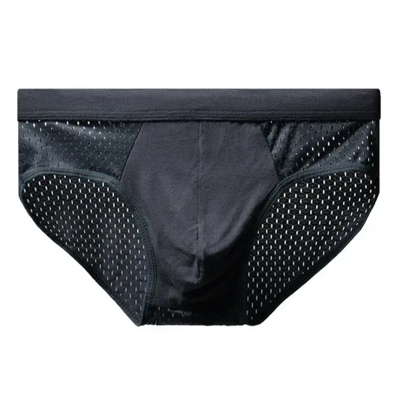 Panlalaking Ice Silk Underwear Briefs Breathable Underwear Bamboo Carbon Fiber Anti-Bacterial Comfortable Hollow Underwear Pantalon Malamig — image 6