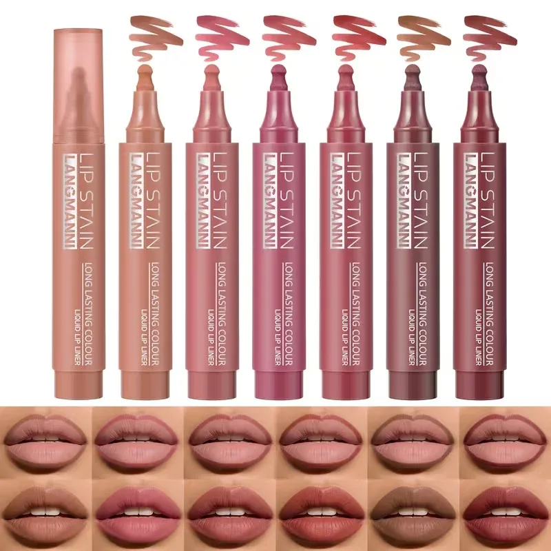 Lip Stain Flüssiger Lipliner-Markierungsstift, langlebig, wasserdicht, matt, hochpigmentiert, nacktes Lippenkontur-Make-up für Frauen — image 4