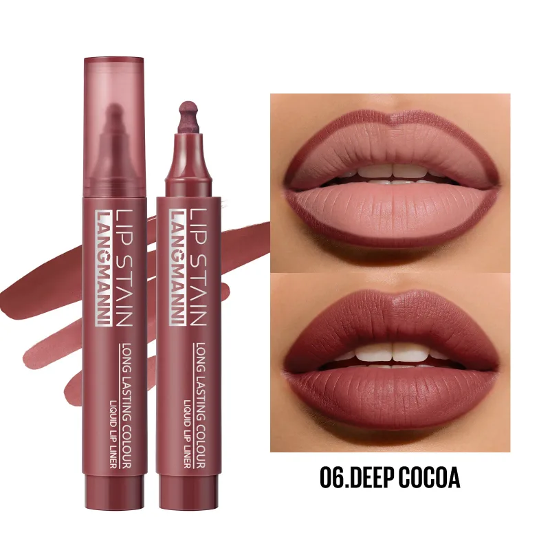 Lip Stain Flüssiger Lipliner-Markierungsstift, langlebig, wasserdicht, matt, hochpigmentiert, nacktes Lippenkontur-Make-up für Frauen — image 9